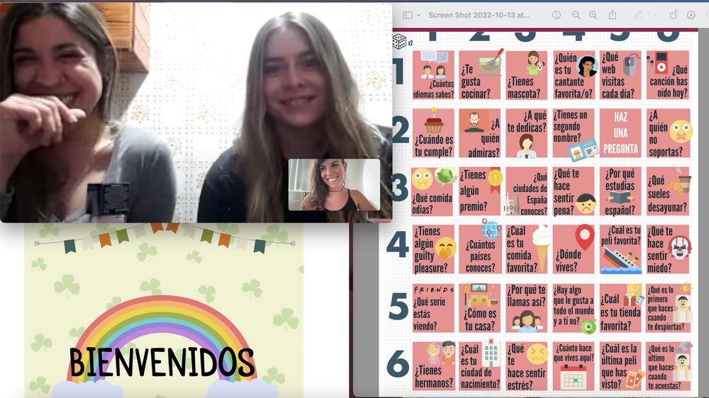 Debbie and a student practicing Spanish together in an online lesson